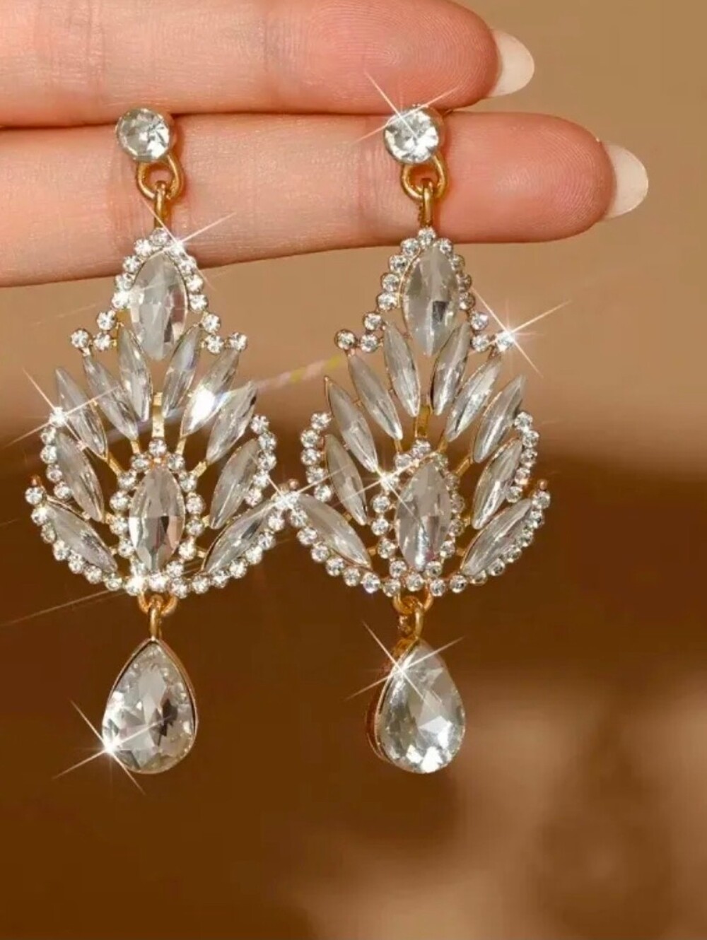 $8 Each Or Bundle 5/$20 Gold-Tone Clear Crystal Drop Earrings